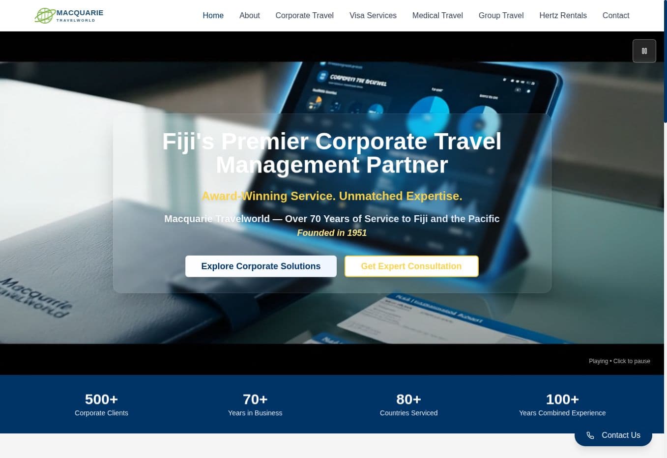 Macquarie Travelworld website project